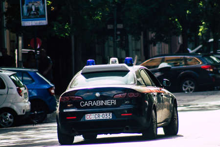 Rome Italy September 29, 2019 View of a Carabinieri police car rolling through the streets of Rome...