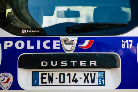 Reims Champagne France May 15, 2019 Closeup of a classic French police car parked in the streets of Reims in the afternoonのeditorial素材