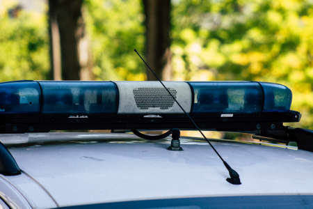 Reims Champagne France May 15, 2019 Closeup of a classic French police car parked in the streets of Reims in the afternoonのeditorial素材