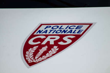 Paris France May 11, 2019 View of cars of the French National Police in intervention during protests of the Yellow Jackets against the policy of President Macron in Paris on saturday afternoonのeditorial素材