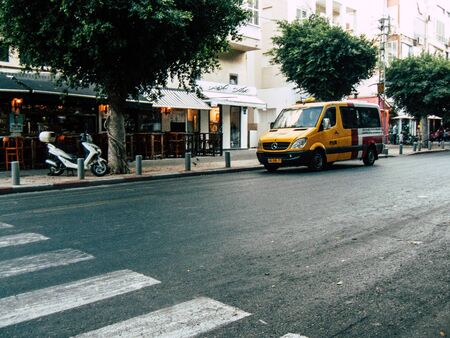 Tel Aviv Israel October 25, 2018  View of a traditional Israeli taxi in the street of Tel Aviv in...