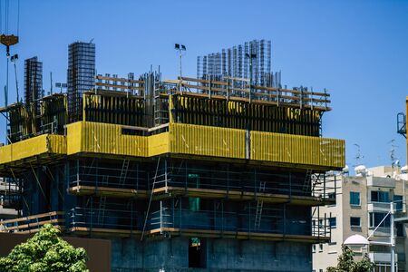 Limassol Cyprus May 10, 2020 View of a new building in construction in the city of Limassol in...
