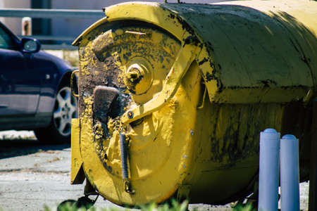 Limassol Cyprus May 10, 2020 Closeup of a garbage container in the streets of Limassol in the afternoonのeditorial素材