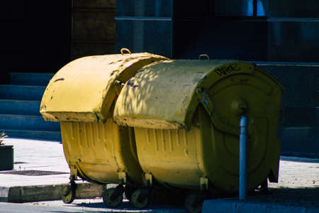 Limassol Cyprus May 10, 2020 Closeup of a garbage container in the streets of Limassol in the afternoonのeditorial素材