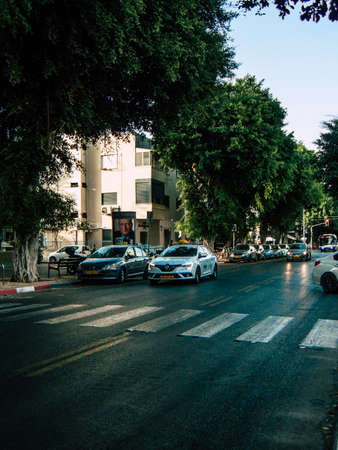 Tel Aviv Israel October 25, 2018  View of a traditional Israeli taxi in the street of Tel Aviv in...
