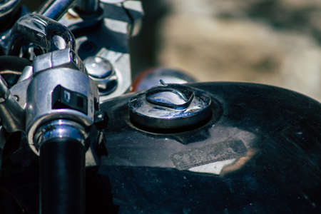Limassol Cyprus May 10, 2020 Closeup of a Honda VLX motorcycle parked in the streets of Limassol in...