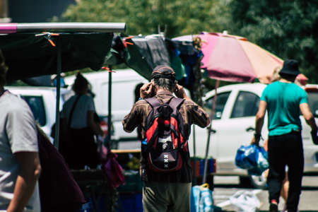Limassol Cyprus May 09, 2020 View of an unidentified people without a face mask to protect themselves from the coronavirus shopping in the Limassol market in the morningのeditorial素材