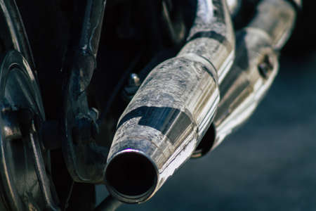 Limassol Cyprus May 10, 2020 Closeup of a Honda VLX motorcycle parked in the streets of Limassol in Cyprus islandのeditorial素材