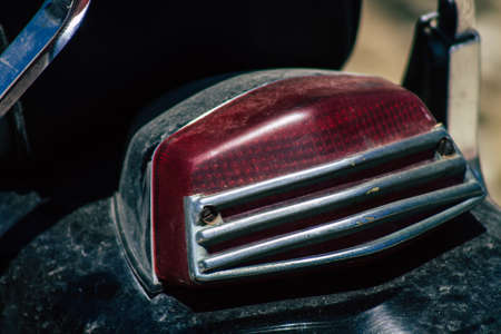 Limassol Cyprus May 10, 2020 Closeup of a Honda VLX motorcycle parked in the streets of Limassol in...