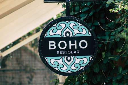 Limassol Cyprus May 14, 2020 View of a commercial sign in the streets of Limassol in Cyprus islandのeditorial素材