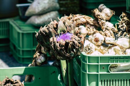 Limassol Cyprus May 16, 2020 View of various vegetables sold at the market of Limassol in the...