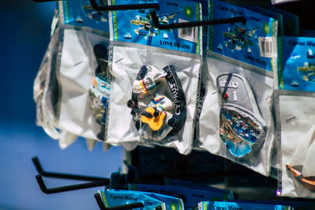 Limassol Cyprus May 14, 2020 Closeup of decorative objects sold in a souvenir shop in Limassol, Cyprus islandのeditorial素材
