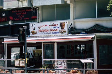 Limassol Cyprus May 14, 2020 View of a restaurant closed to the public by the government during the quarantine of the population to prevent the spread of coronavirus in Cyprus islandのeditorial素材