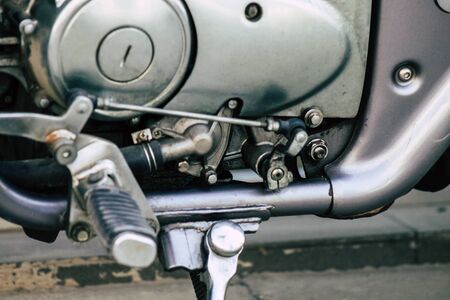 Closeup of a motorcycle parked in the streets of Limassol in Cyprus island