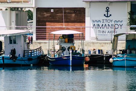 Limassol Cyprus May 21, 2020 Closeup of a boat moored in the marina of Limassol in Cyprus islandの写真素材