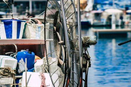 Limassol Cyprus May 21, 2020 Closeup of a boat moored in the marina of Limassol in Cyprus islandの写真素材