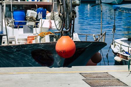Limassol Cyprus May 21, 2020 Closeup of a boat moored in the marina of Limassol in Cyprus islandの写真素材
