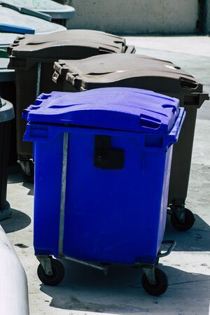 Limassol Cyprus May 21, 2020 Closeup of a garbage container in the streets of Limassol in Cyprus...