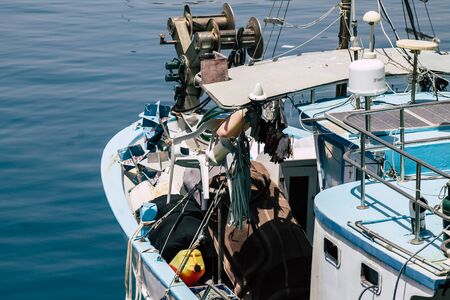 Limassol Cyprus May 21, 2020 Closeup of a boat moored in the marina of Limassol in Cyprus islandの写真素材