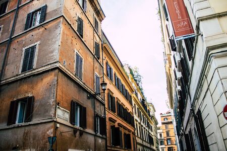 Rome Italy October 18, 2019 View of historical building in the streets of Rome in the afternoonの写真素材