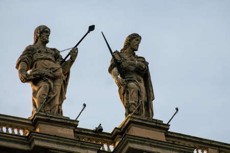 Vatican City Italy October 18, 2019 View of marble statues located at the St Peter's Basilica square in the Vatican City in the afternoonのeditorial素材