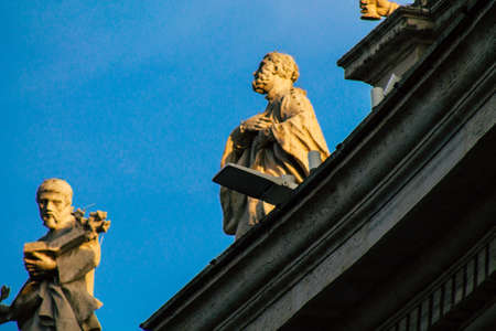 Vatican City Italy October 18, 2019 View of marble statues located at the St Peter's Basilica square in the Vatican City in the afternoonのeditorial素材
