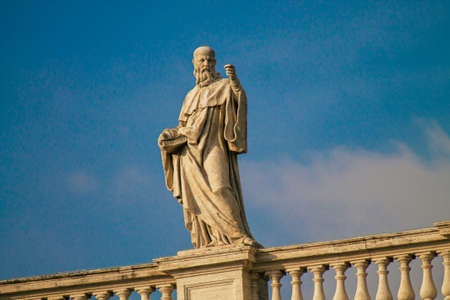 Vatican City Italy October 18, 2019 View of marble statues located at the St Peter's Basilica square in the Vatican City in the afternoonのeditorial素材
