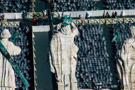 Vatican City Italy October 18, 2019 View of marble statues located at the St Peter's Basilica square...
