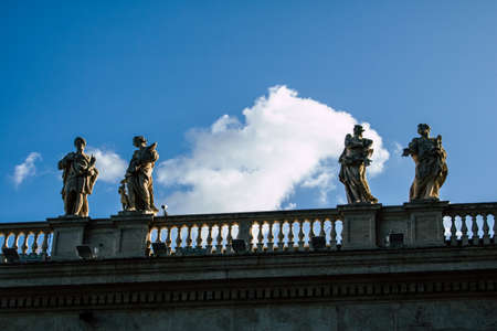 Vatican City Italy October 18, 2019 View of marble statues located at the St Peter's Basilica square in the Vatican City in the afternoonのeditorial素材