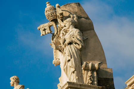 Vatican City Italy October 18, 2019 View of marble statues located at the St Peter's Basilica square in the Vatican City in the afternoonのeditorial素材