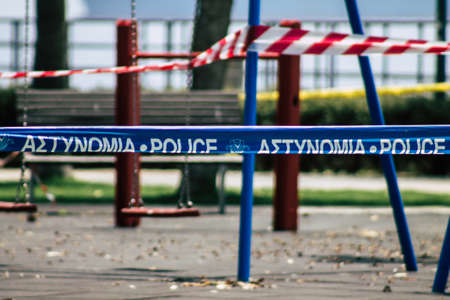 Limassol Cyprus May 21, 2020 View of a playground without any children due to the epidemic of Coronavirus in the city of Limassolのeditorial素材