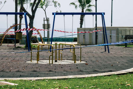 Limassol Cyprus May 21, 2020 View of a playground without any children due to the epidemic of Coronavirus in the city of Limassolのeditorial素材
