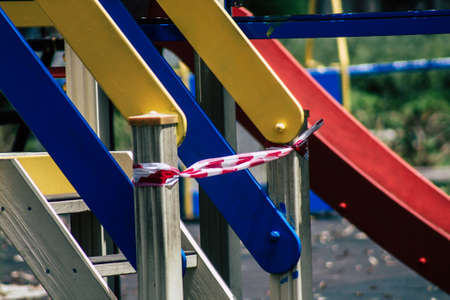 Limassol Cyprus May 21, 2020 View of a playground without any children due to the epidemic of Coronavirus in the city of Limassolのeditorial素材