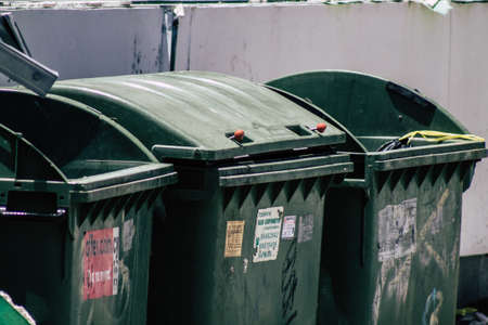 Limassol Cyprus May 21, 2020 Closeup of a garbage container in the streets of Limassol in Cyprus islandのeditorial素材