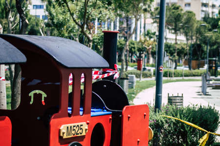 Limassol Cyprus May 21, 2020 View of a playground without any children due to the epidemic of...