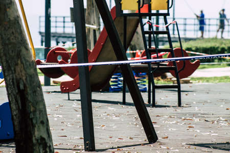 Limassol Cyprus May 21, 2020 View of a playground without any children due to the epidemic of Coronavirus in the city of Limassolのeditorial素材