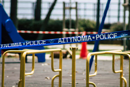 Limassol Cyprus May 21, 2020 View of a playground without any children due to the epidemic of...