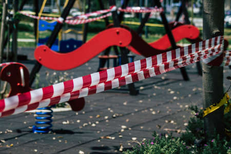 Limassol Cyprus May 21, 2020 View of a playground without any children due to the epidemic of Coronavirus in the city of Limassolのeditorial素材