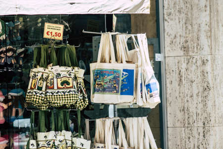 Limassol Cyprus May 21, 2020 Closeup of decorative objects sold in a souvenir shop in Limassol in...