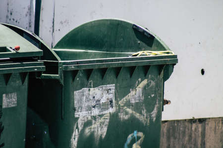 Limassol Cyprus May 21, 2020 Closeup of a garbage container in the streets of Limassol in Cyprus islandのeditorial素材