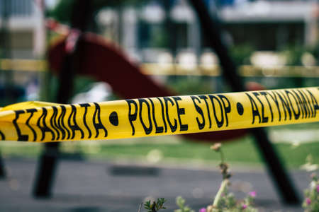 Limassol Cyprus May 21, 2020 View of a playground without any children due to the epidemic of Coronavirus in the city of Limassolのeditorial素材