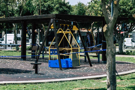 Limassol Cyprus May 21, 2020 View of a playground without any children due to the epidemic of Coronavirus in the city of Limassolのeditorial素材