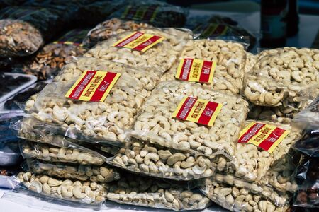 Limassol Cyprus May 23, 2020 View of traditional dried nuts sold at the Limassol market in Cyprus islandの写真素材