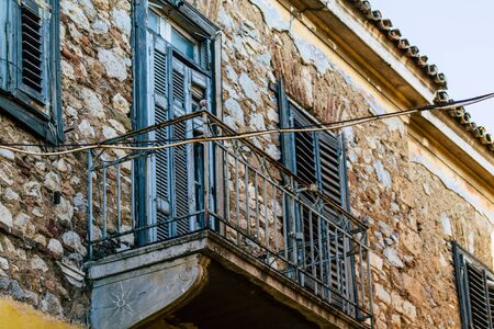 Athens Greece September 4, 2019 View of colorful facade of a building in the Plaka neighborhood in the late afternoonの写真素材
