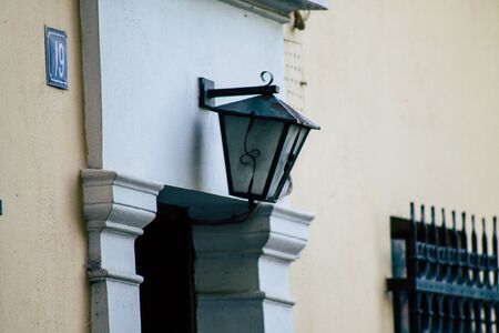 Athens Greece September 4, 2019 View of colorful facade of a building in the Plaka neighborhood in the late afternoonの写真素材