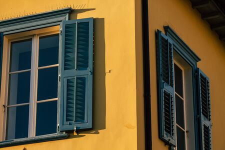 Athens Greece September 4, 2019 View of colorful window on a facade of a building in the Plaka...