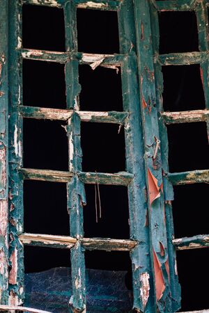 Athens Greece September 12, 2019 Closeup of a window on a facade of a house in the Plaka neighborhood in the afternoonの写真素材