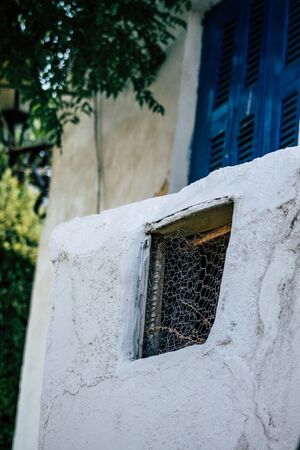 Athens Greece September 4, 2019 View of colorful facade of a building in the Plaka neighborhood in...
