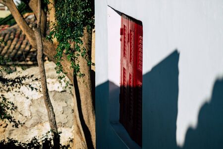 Athens Greece September 4, 2019 View of colorful facade of a building in the Plaka neighborhood in...
