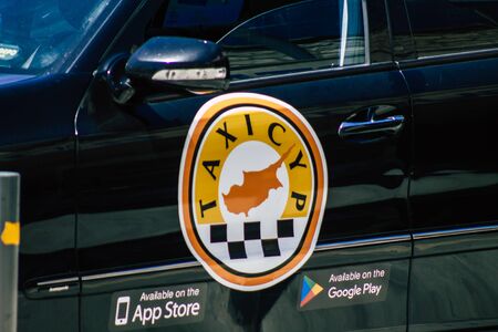Limassol Cyprus May 24, 2020 View of a traditional Cypriot taxi parked in the streets of Limassol in Cyprus islandの写真素材